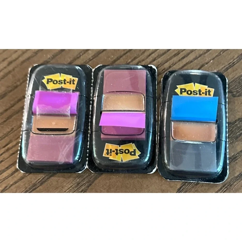 3 Post It Flags Page Flag 3M Blue Purple NOS Open Box‎